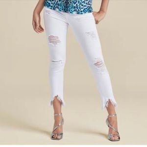 Venus Distressed White Jean Capris Sz 14